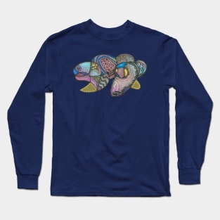 Neurographic Doodled Fantasy Animal Long Sleeve T-Shirt